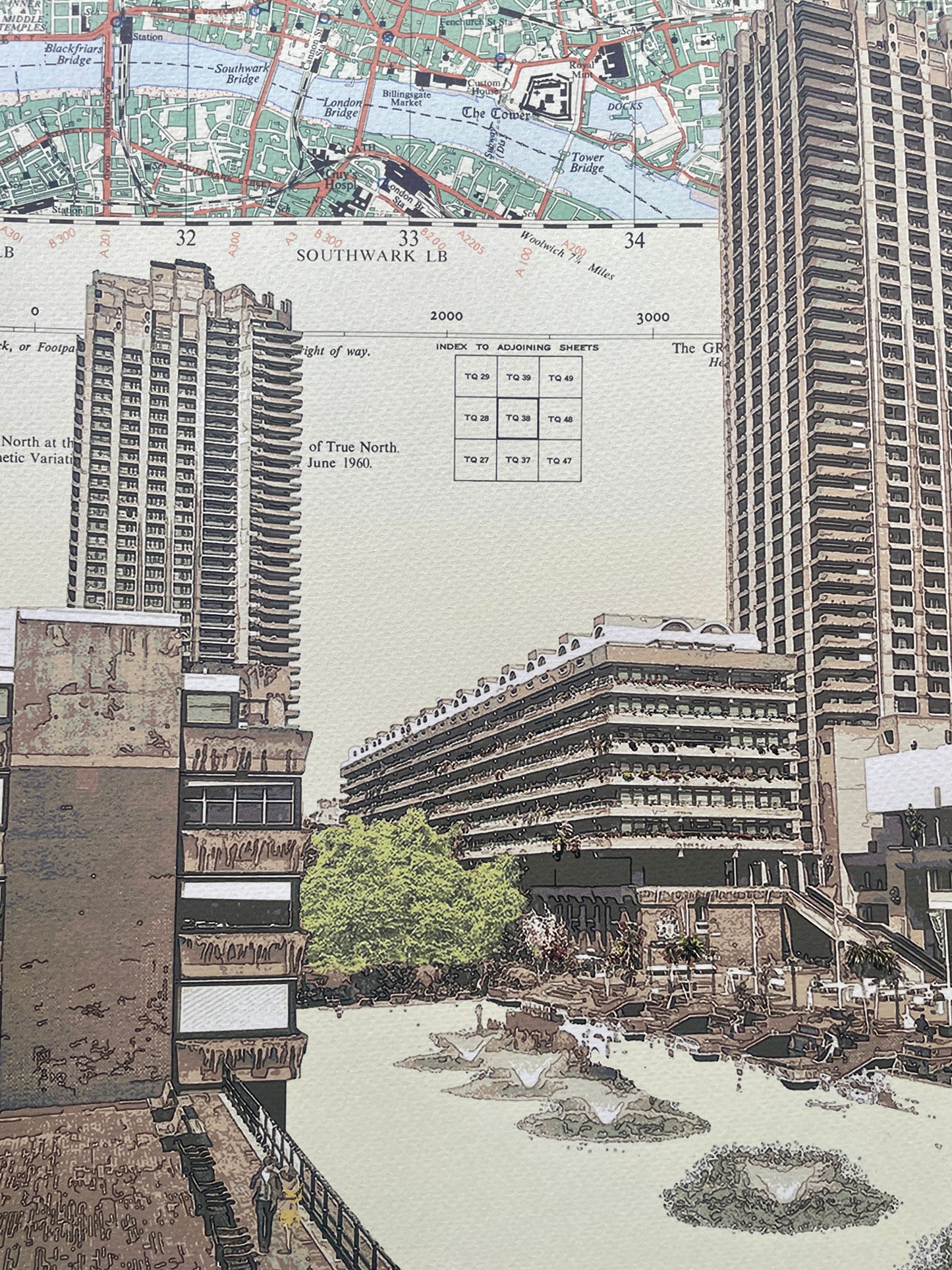 London, The Barbican, limited edition print on Ordnance Survey Map, by Chris Snow / Maps & Diagrams (Copy)