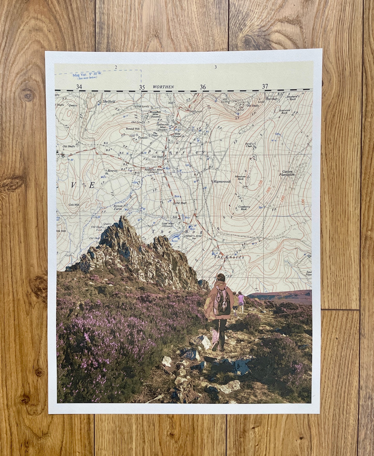 Stiperstones, Shropshire, limited edition print on Ordnance Survey Map, by Chris Snow / Maps & Diagrams