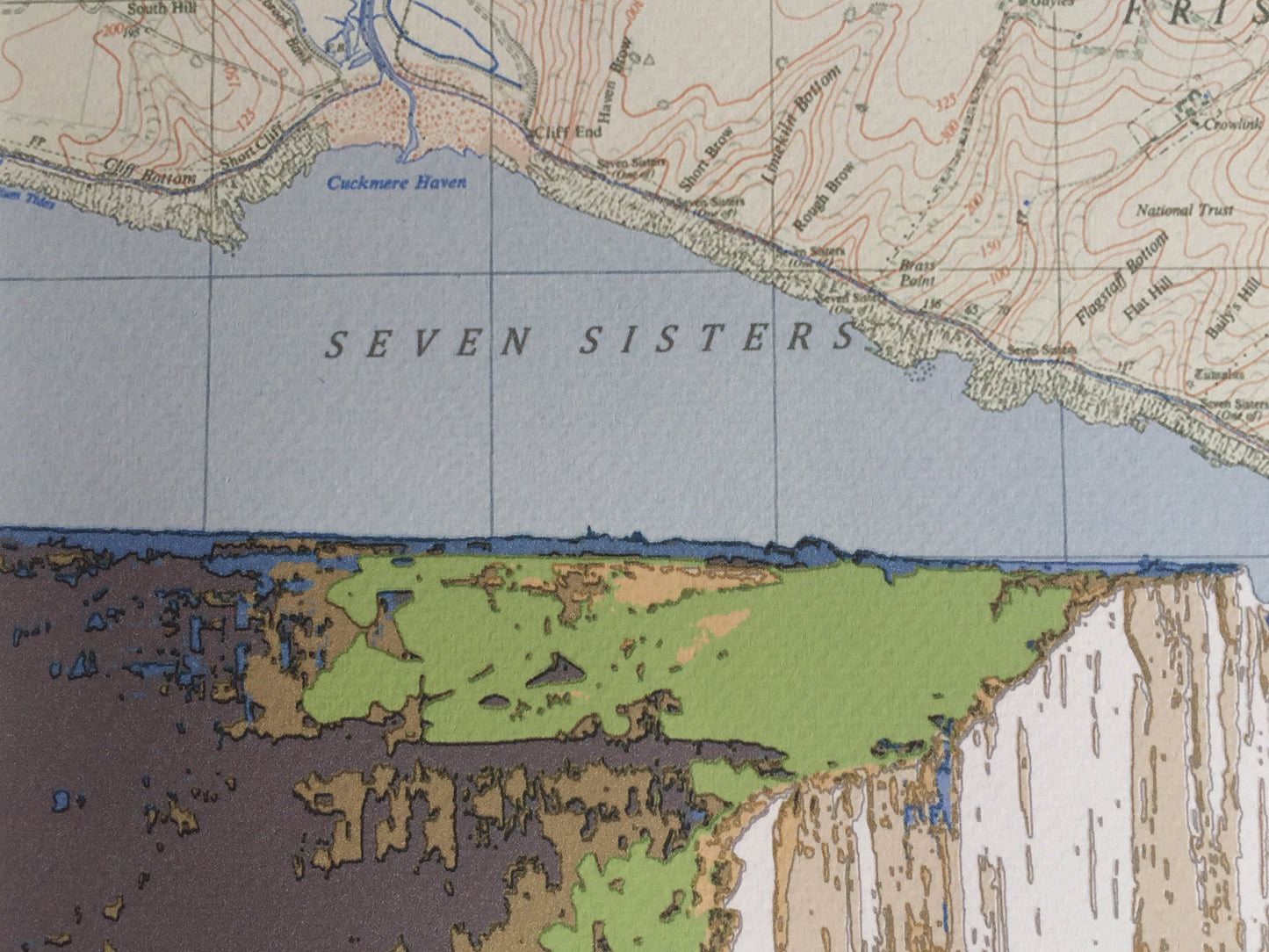 Cuckmere Haven, limited edition print on Ordnance Survey Map, by Chris Snow / Maps & Diagrams