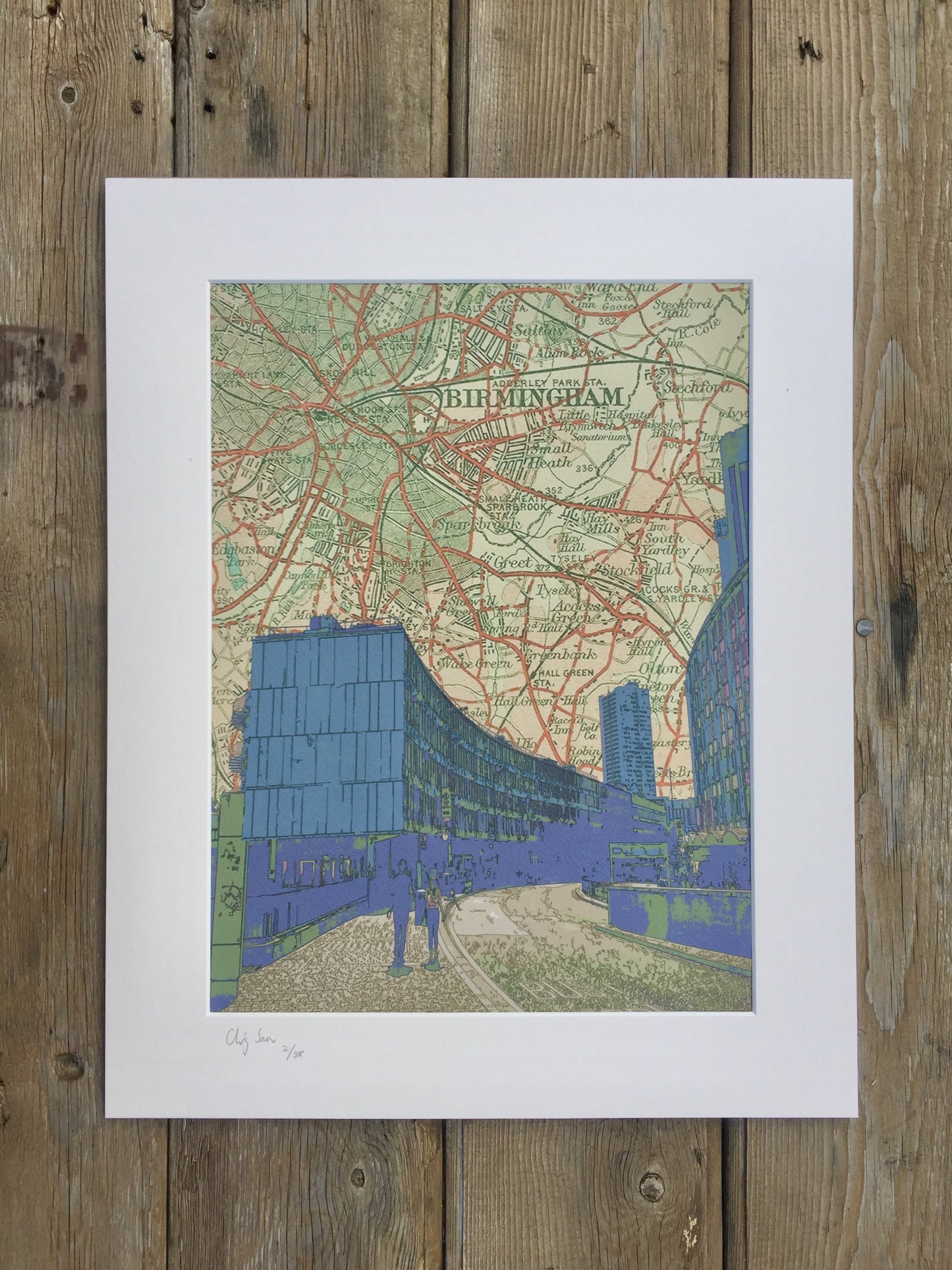 Birmingham, Smallbrook Queensway, limited edition print on Ordnance Survey Map, by Chris Snow / Maps & Diagrams