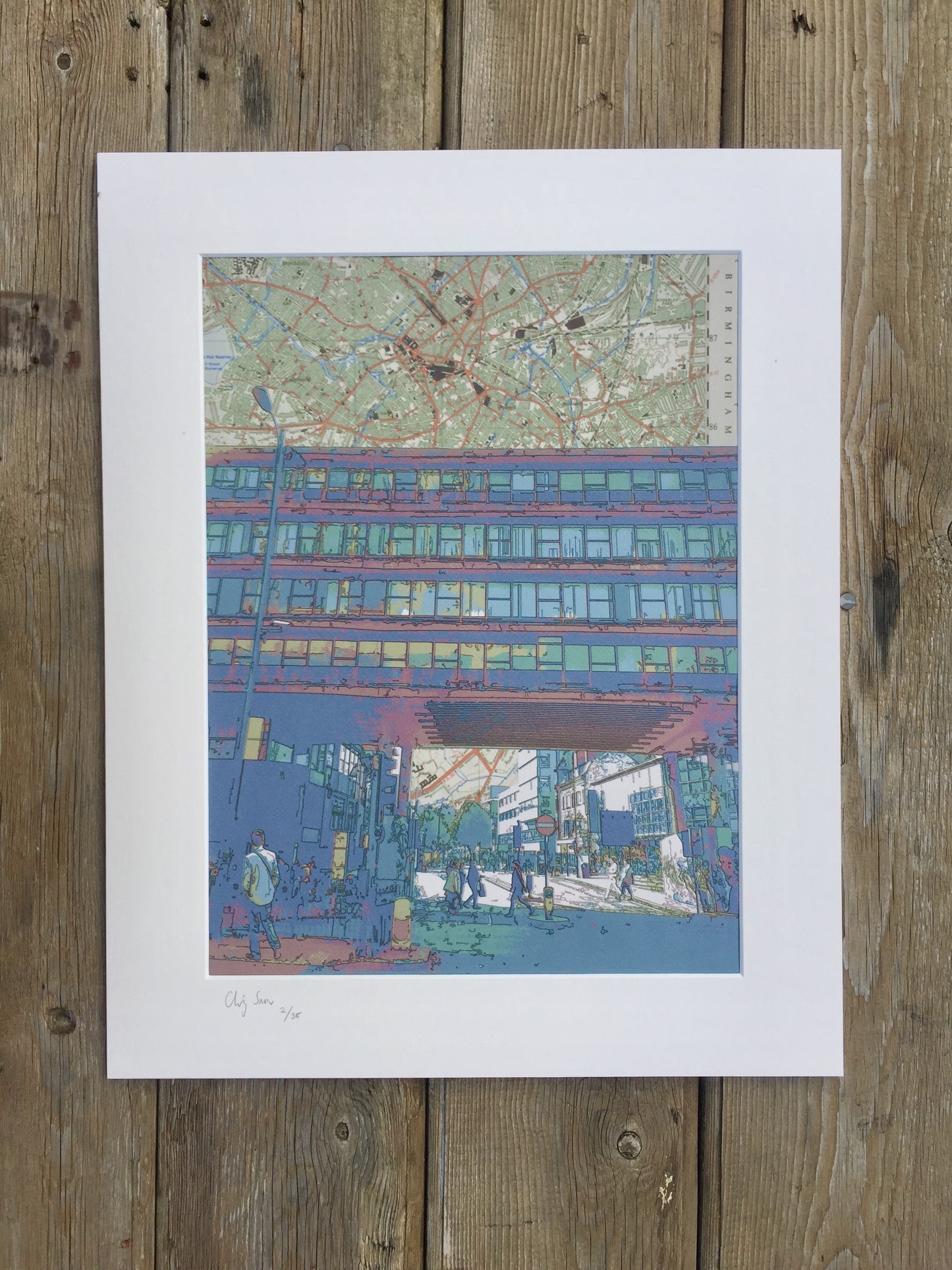 Birmingham, Smallbrook Queensway No.2, limited edition print on Ordnance Survey Map, by Chris Snow / Maps & Diagrams