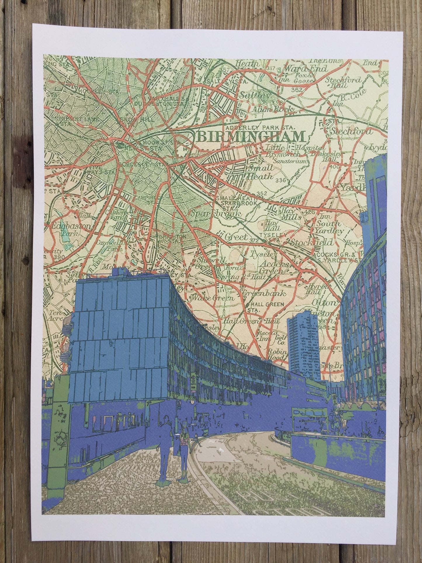Birmingham, Smallbrook Queensway, limited edition print on Ordnance Survey Map, by Chris Snow / Maps & Diagrams