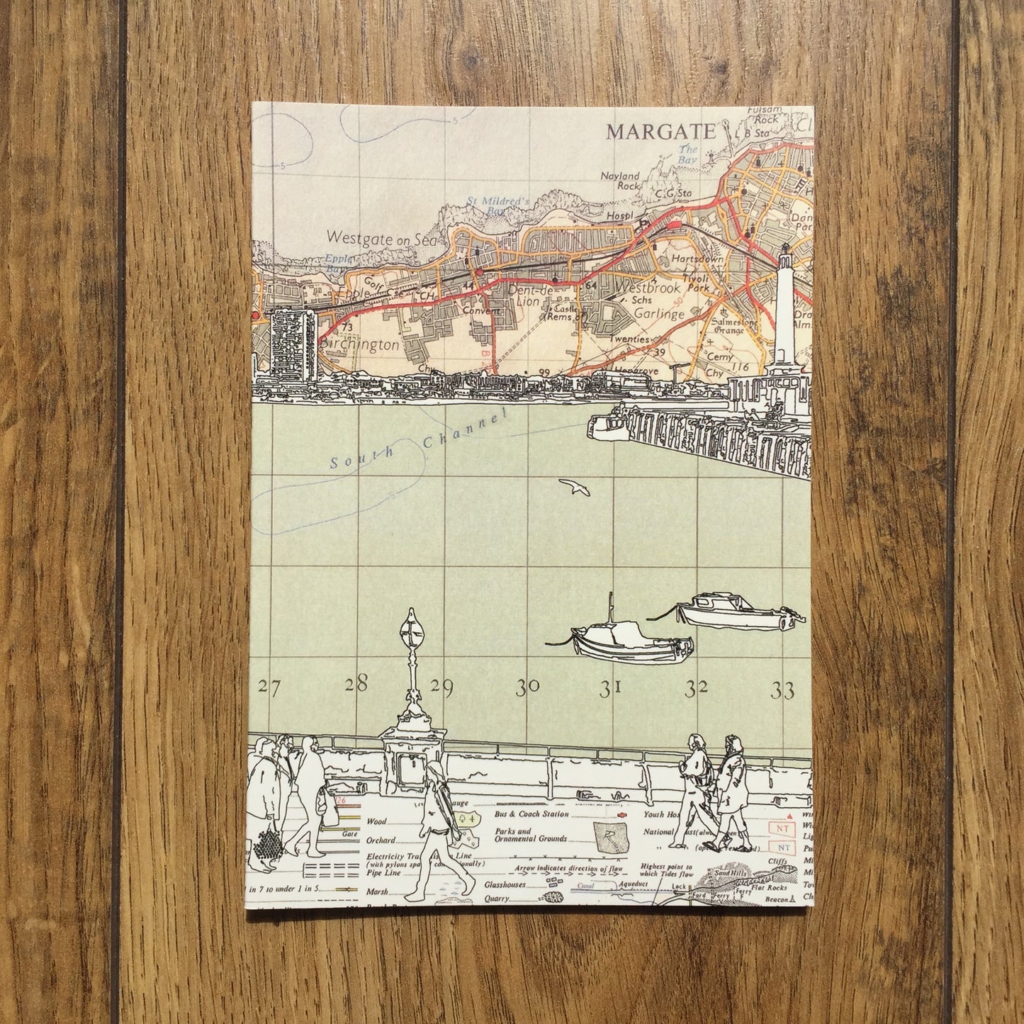 Gift box set of 8 Margate high quality greeting cards featuring maps and original illustrations. Including Walpole Bay, Margate Harbour, Westbrook Beach, Arlington House and T.S. Eliot's shelter