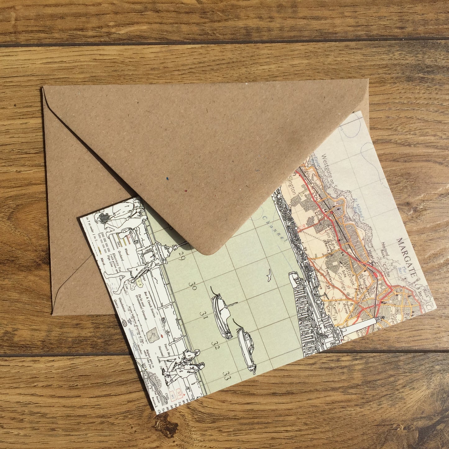 Gift box set of 8 Margate high quality greeting cards featuring maps and original illustrations. Including Walpole Bay, Margate Harbour, Westbrook Beach, Arlington House and T.S. Eliot's shelter