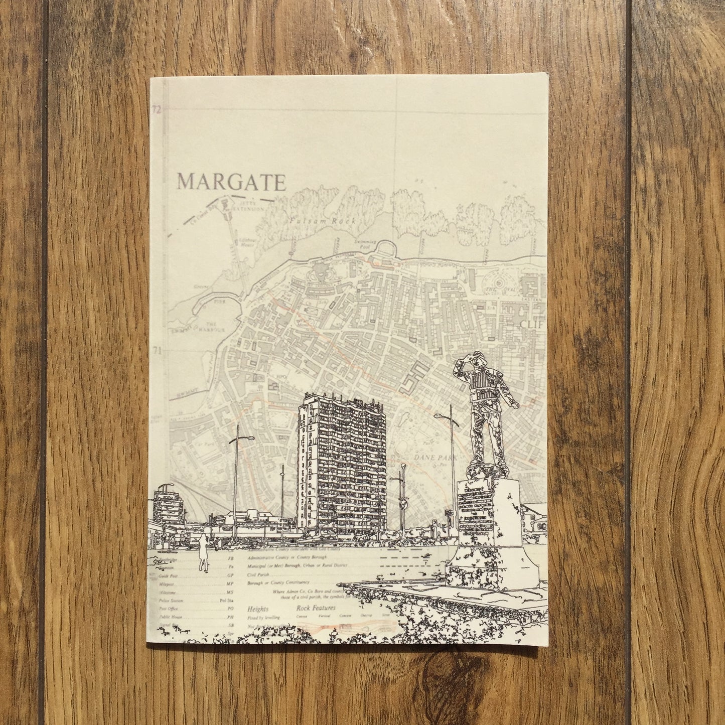 Gift box set of 8 Margate high quality greeting cards featuring maps and original illustrations. Including Walpole Bay, Margate Harbour, Westbrook Beach, Arlington House and T.S. Eliot's shelter