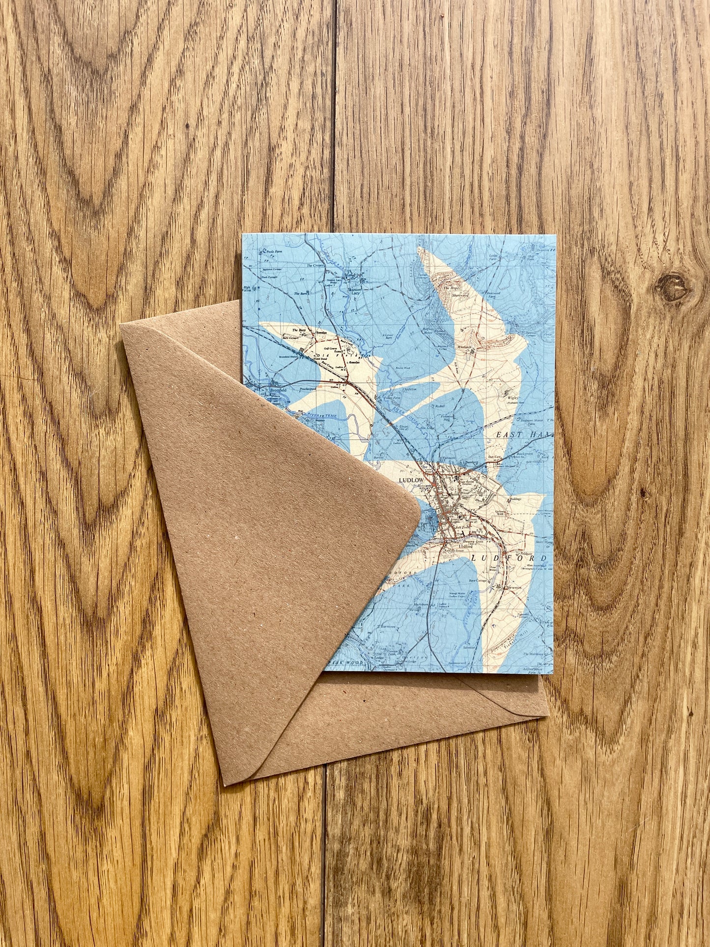 British birds greeting cards printed on OS Ordnance Survey maps. Series of 5 blank cards with recycled paper envelopes