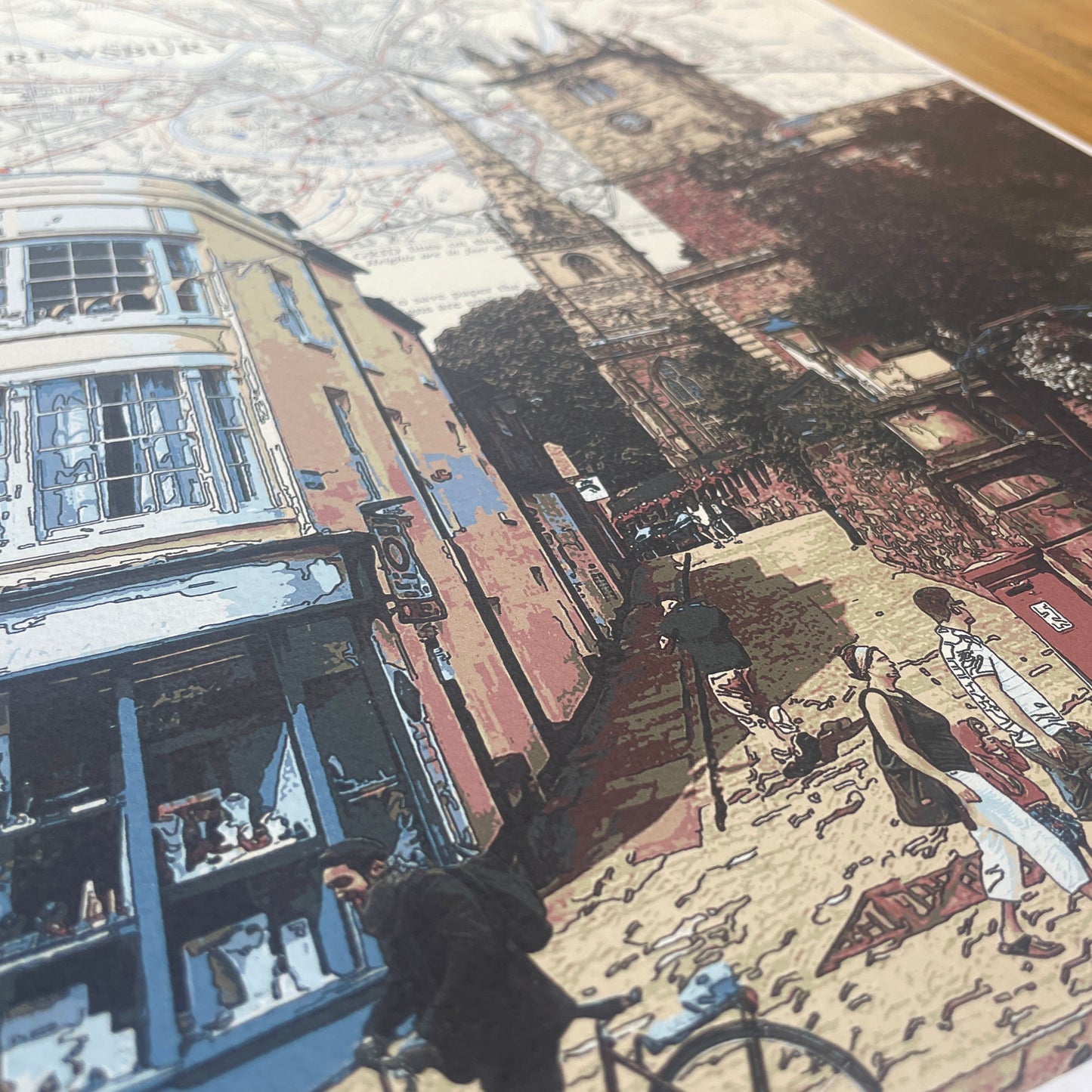 Shrewsbury, Fish Street and High Street, limited edition print on Ordnance Survey Map, by Chris Snow / Maps & Diagrams