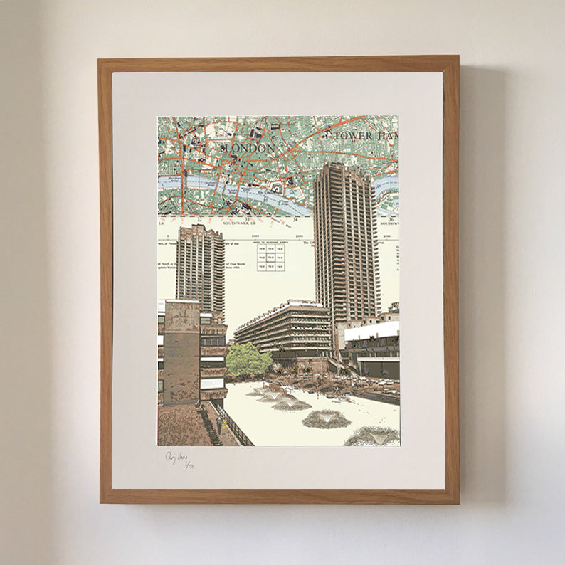 London, The Barbican, limited edition print on Ordnance Survey Map, by Chris Snow / Maps & Diagrams (Copy)