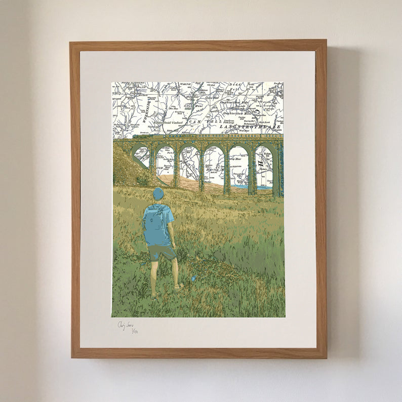 Ribbleshead Viaduct, limited edition print on Ordnance Survey Map, by Chris Snow / Maps & Diagrams