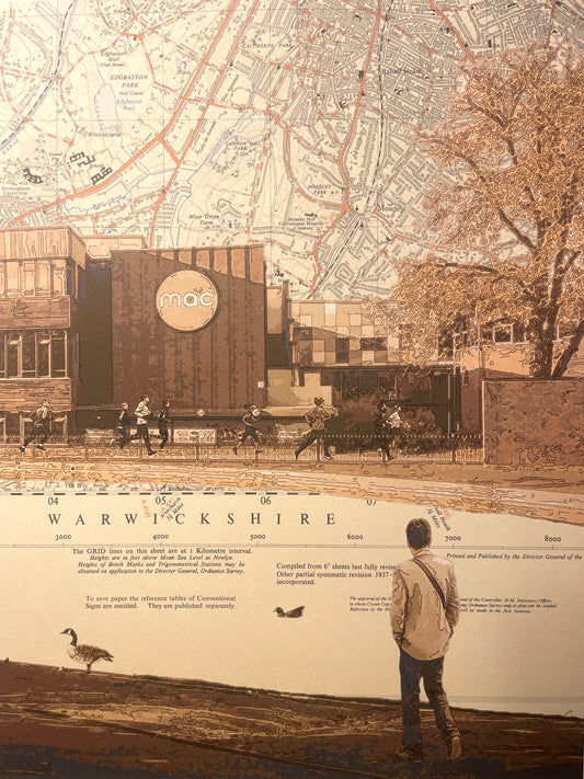 Birmingham, Cannon Hill Park, limited edition print on Ordnance Survey Map, by Chris Snow / Maps & Diagrams