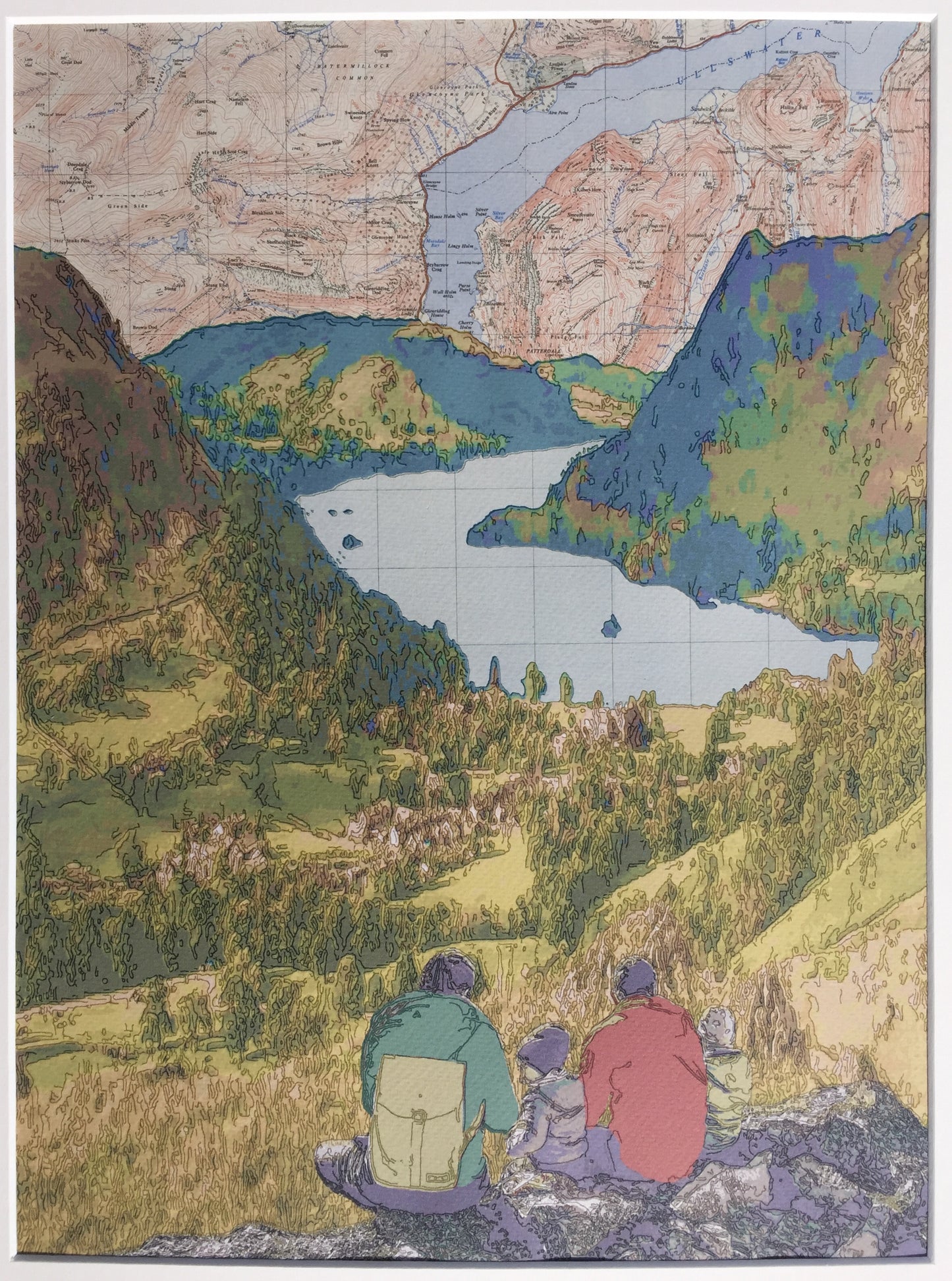 Lake District, Ullswater, limited edition print on Ordnance Survey Map, by Chris Snow / Maps & Diagrams