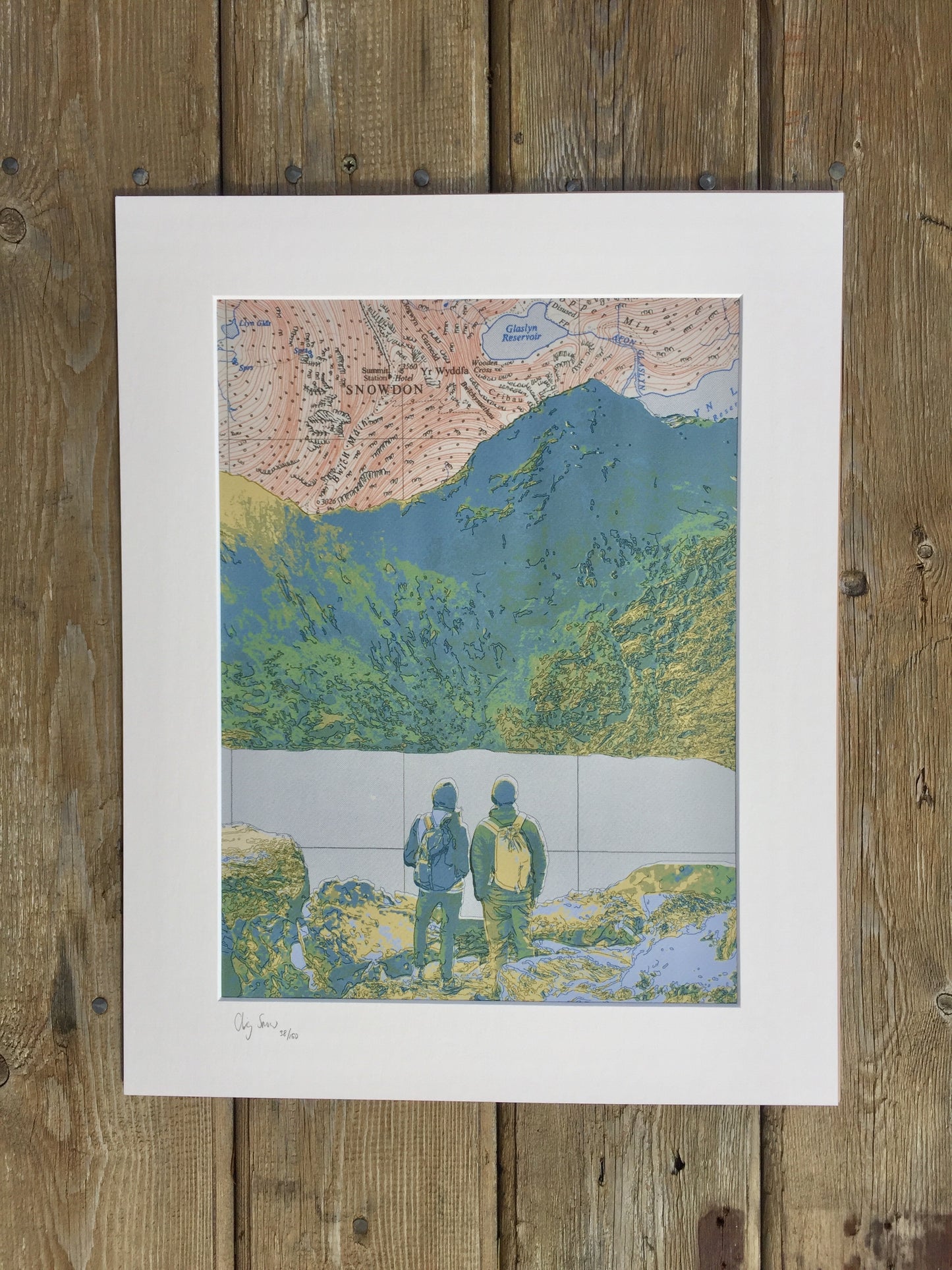 Snowdon, limited edition print on Ordnance Survey Map - by Chris Snow / Maps & Diagrams