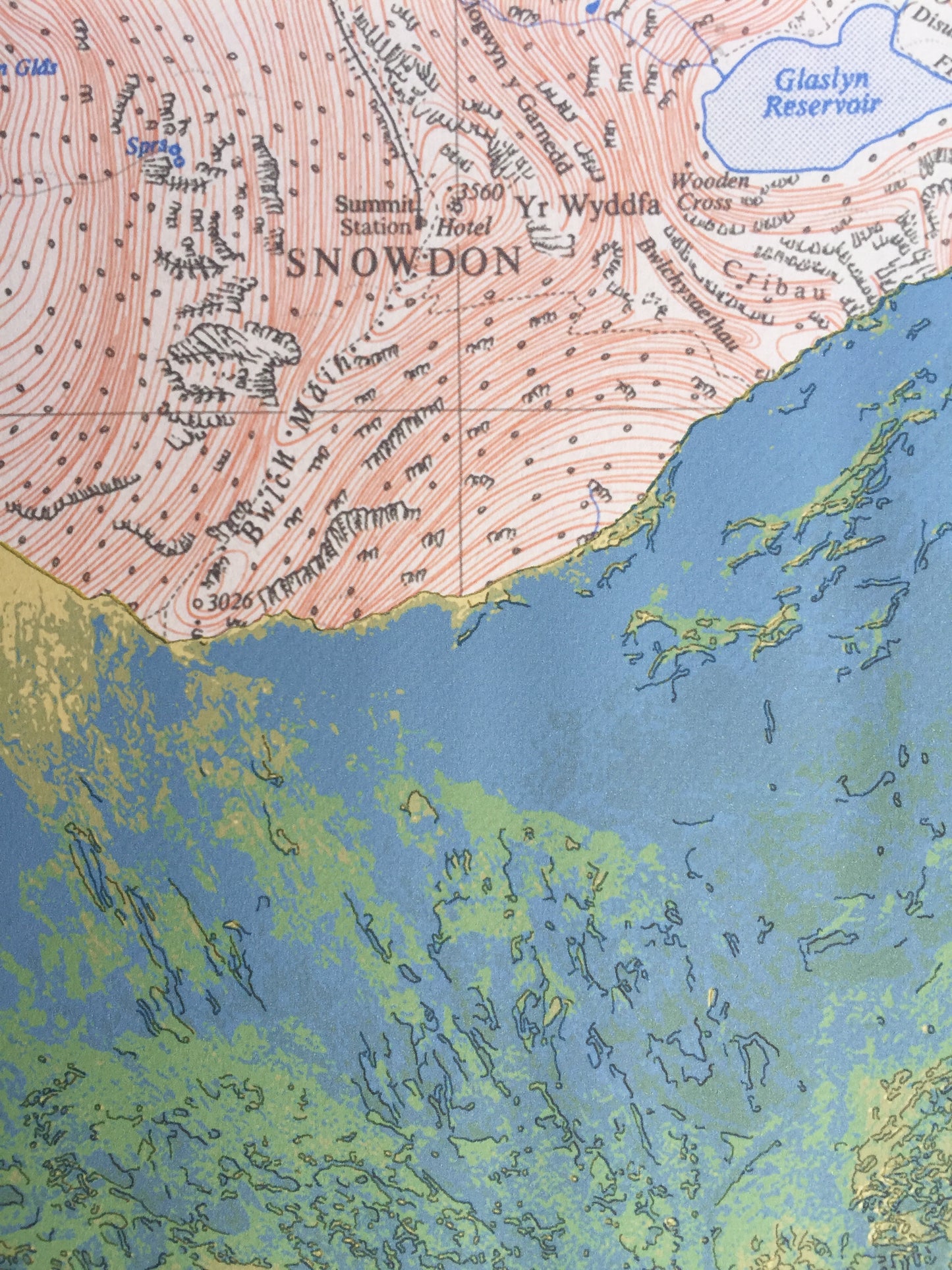 Snowdon, limited edition print on Ordnance Survey Map - by Chris Snow / Maps & Diagrams