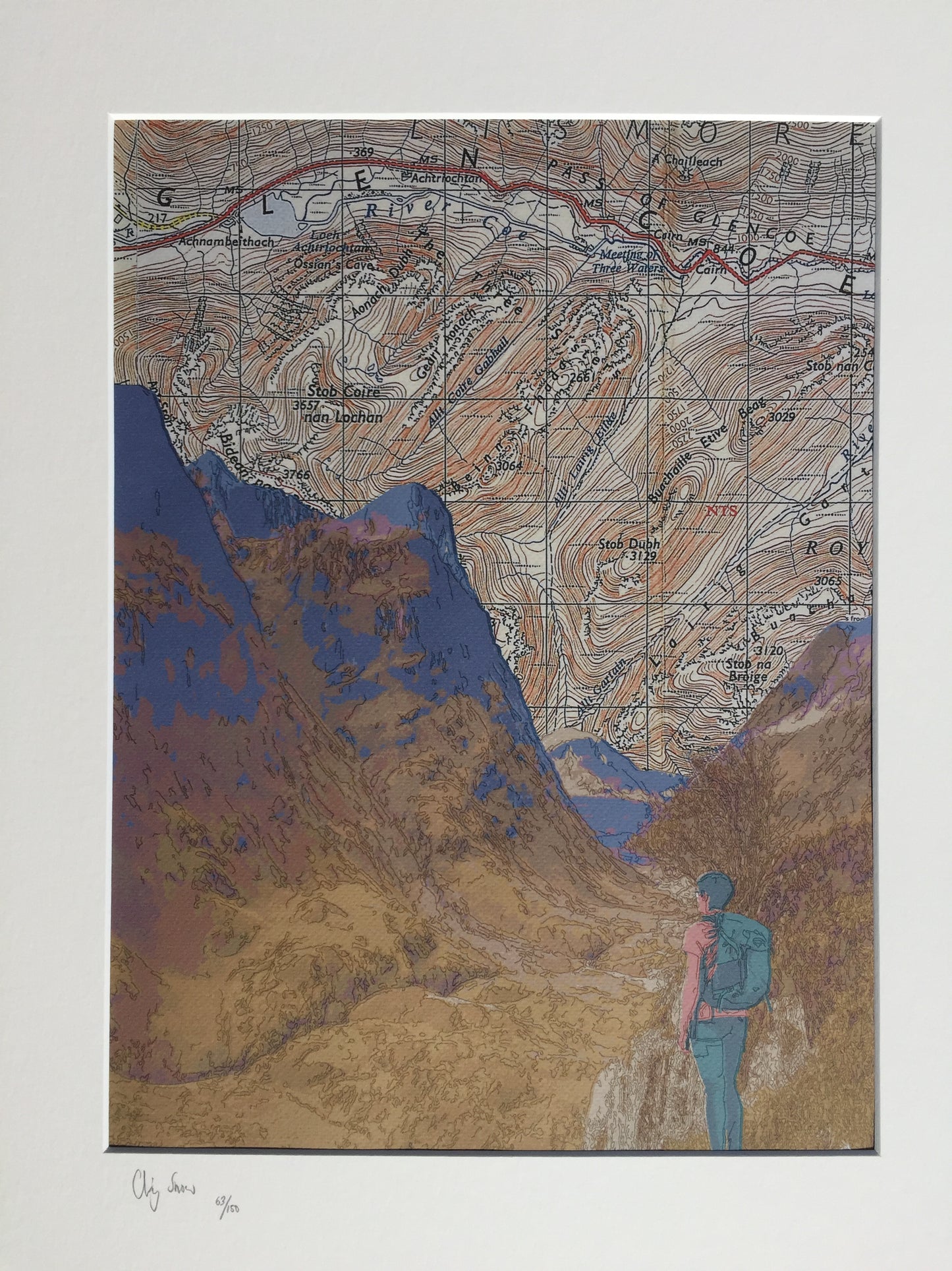 Glencoe, limited edition print on Ordnance Survey Map, by Chris Snow / Maps & Diagrams