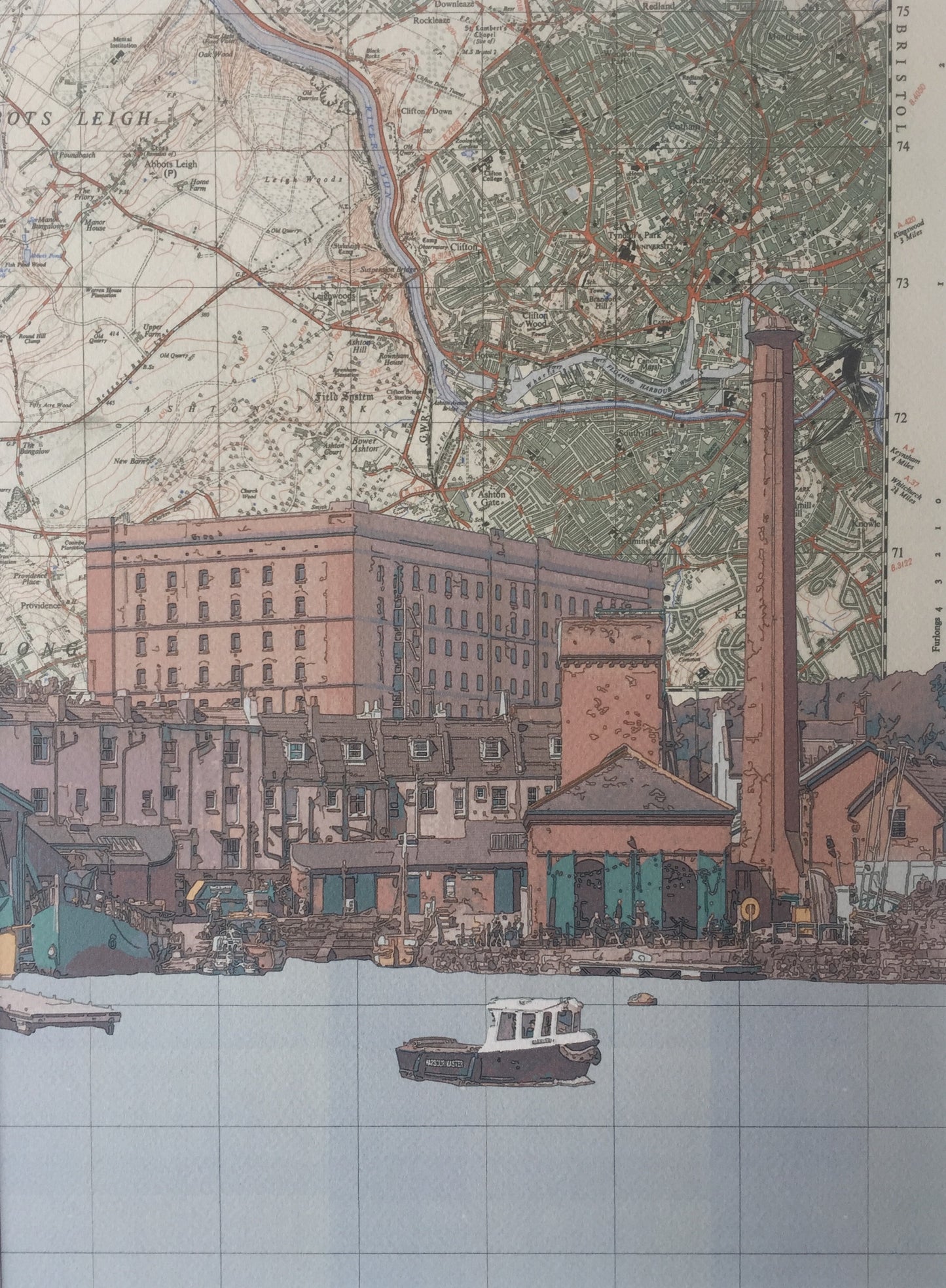 Bristol Docks No.1 , limited edition print on Ordnance Survey Map, by Chris Snow / Maps & Diagrams (Copy)