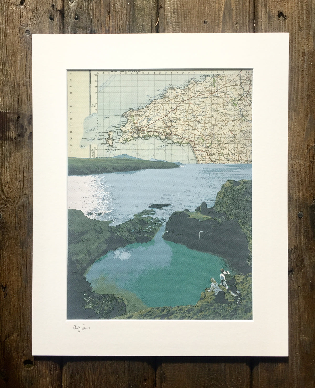 Pembrokeshire, Blue Lagoon, limited edition print on Ordnance Survey Map, by Chris Snow / Maps & Diagrams