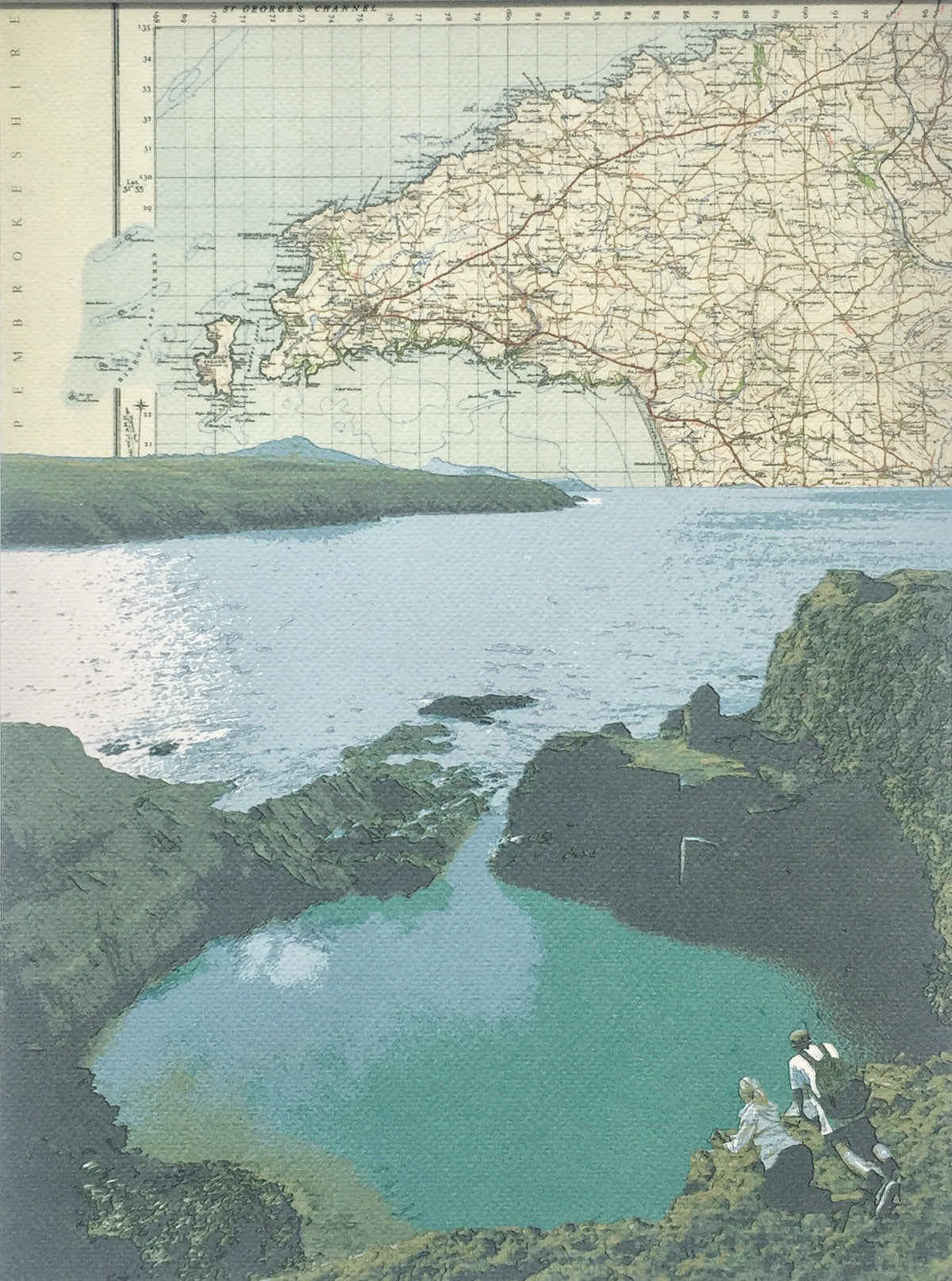 Pembrokeshire, Blue Lagoon, limited edition print on Ordnance Survey Map, by Chris Snow / Maps & Diagrams
