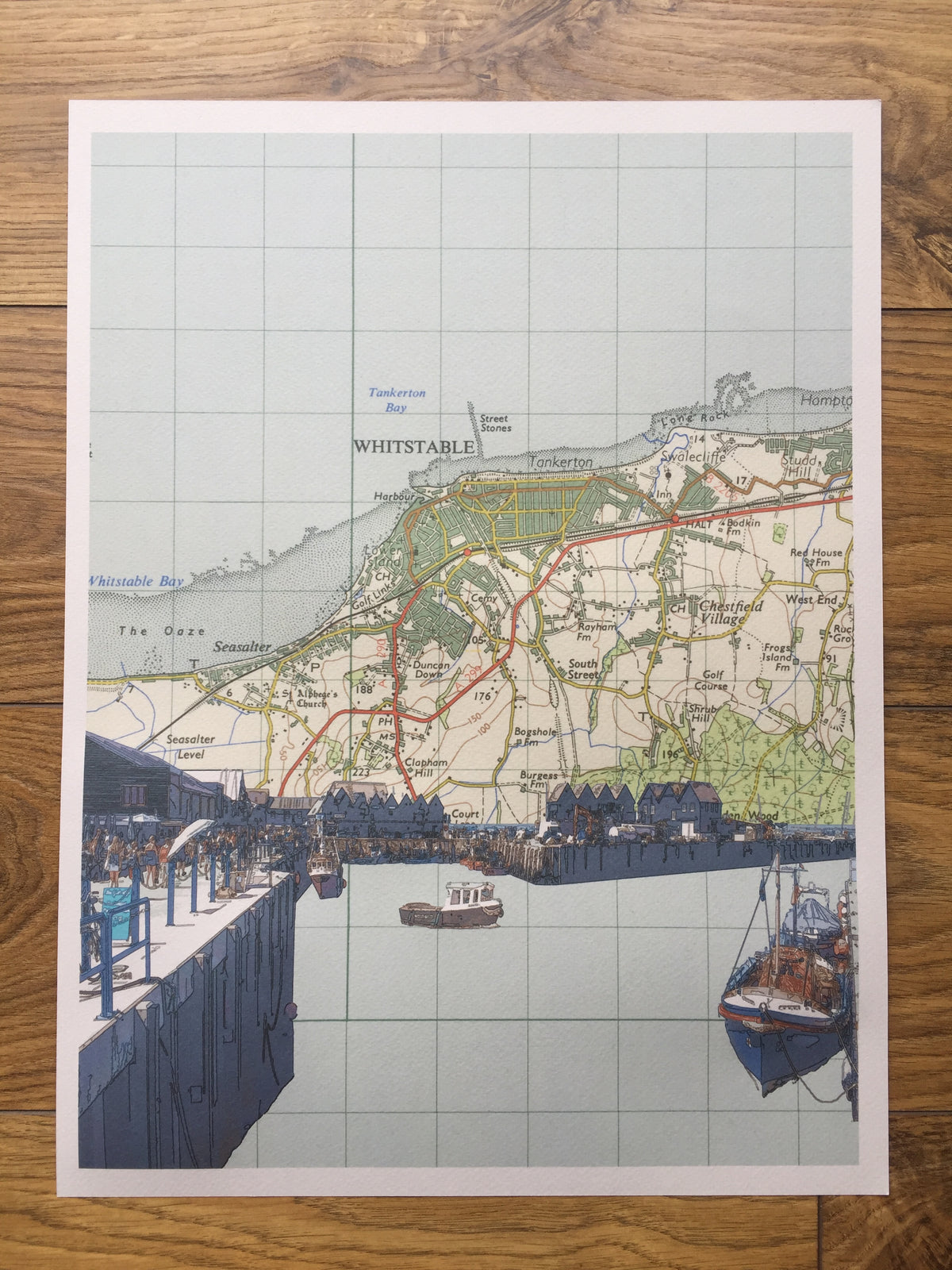 Whitstable Postcode Map Whitstable, limited edition print on Ordnance Survey Map, by Chris Sno ...