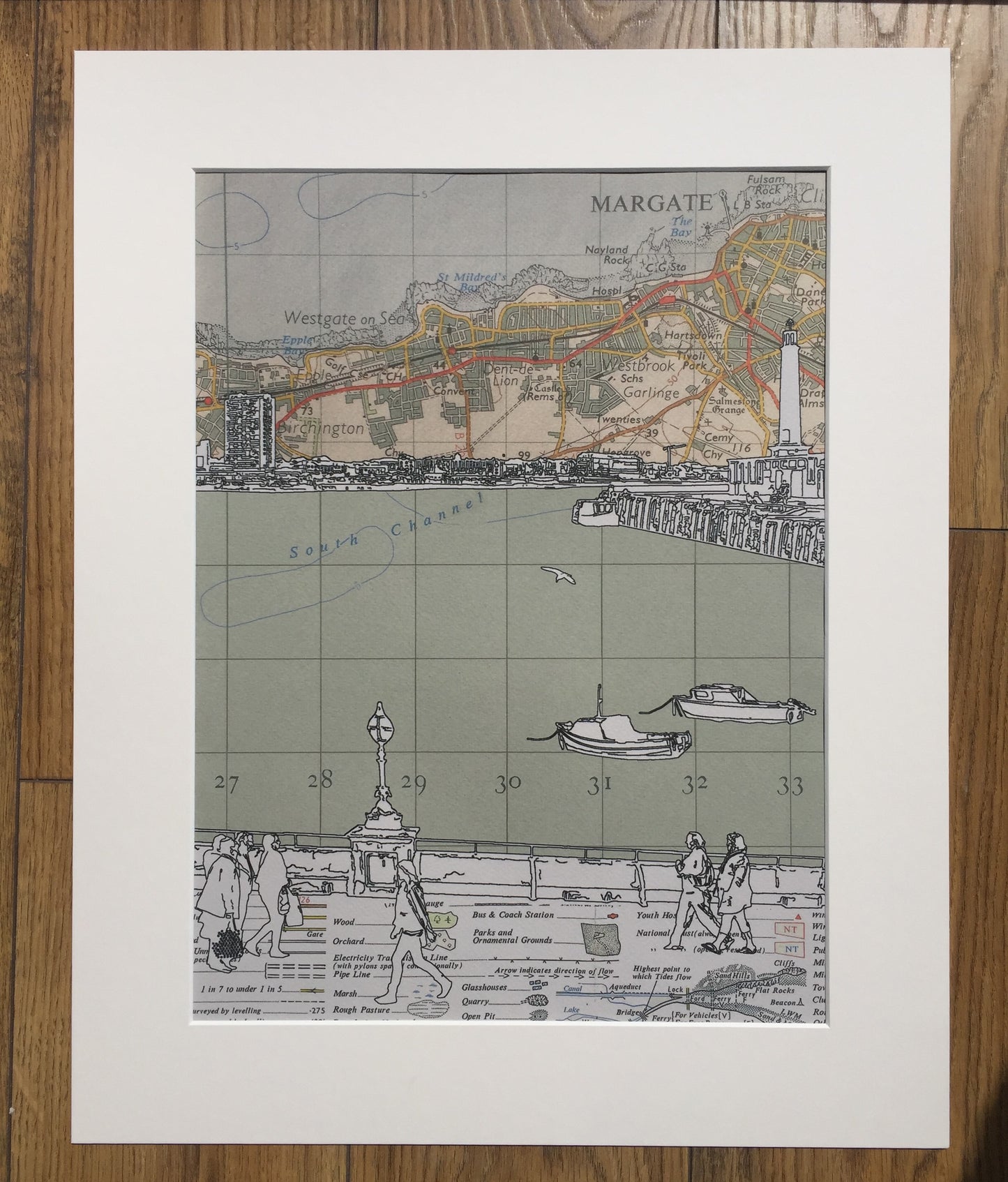 Margate, Across the Bay, limited edition print on Ordnance Survey Map, by Chris Snow / Maps & Diagrams