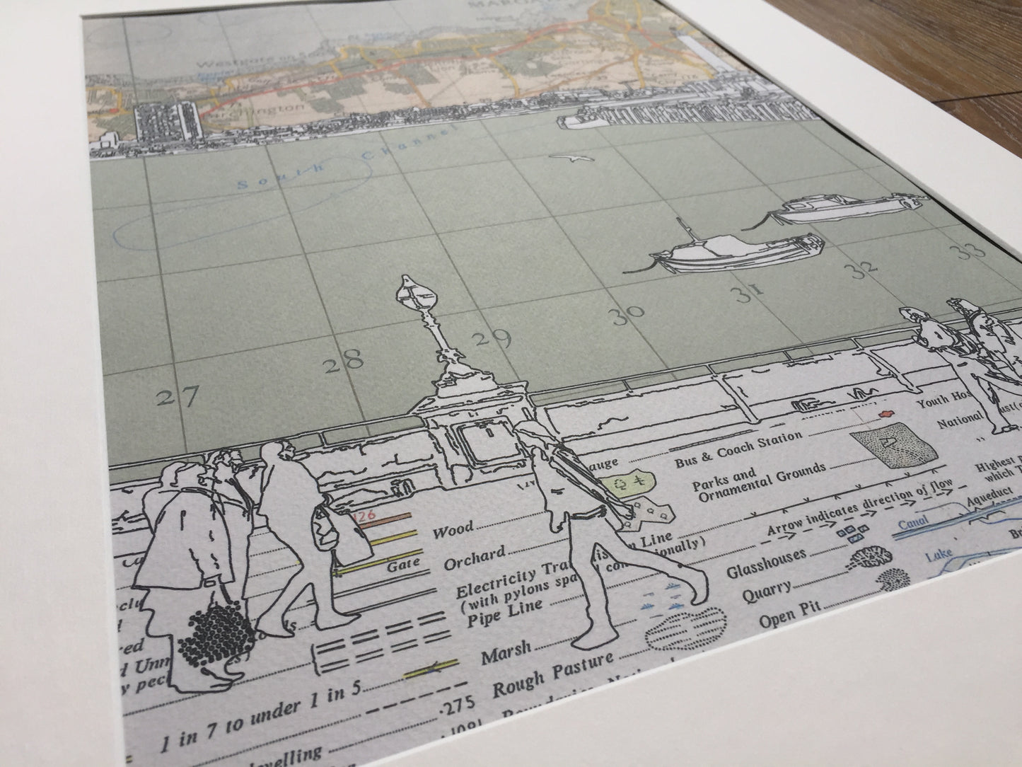 Margate, Across the Bay, limited edition print on Ordnance Survey Map, by Chris Snow / Maps & Diagrams