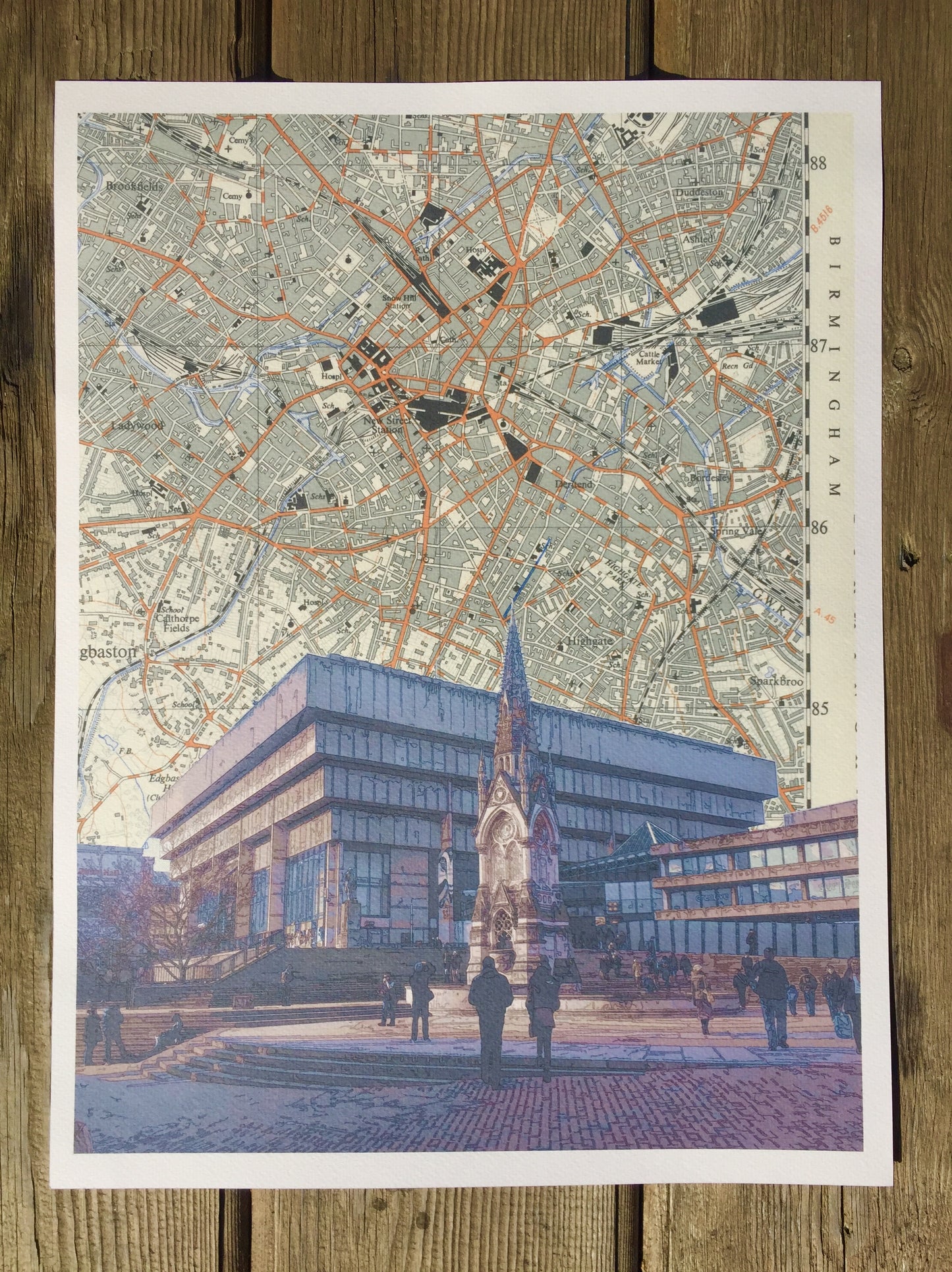 Birmingham, Central Library, limited edition print on Ordnance Survey Map, by Chris Snow / Maps & Diagrams