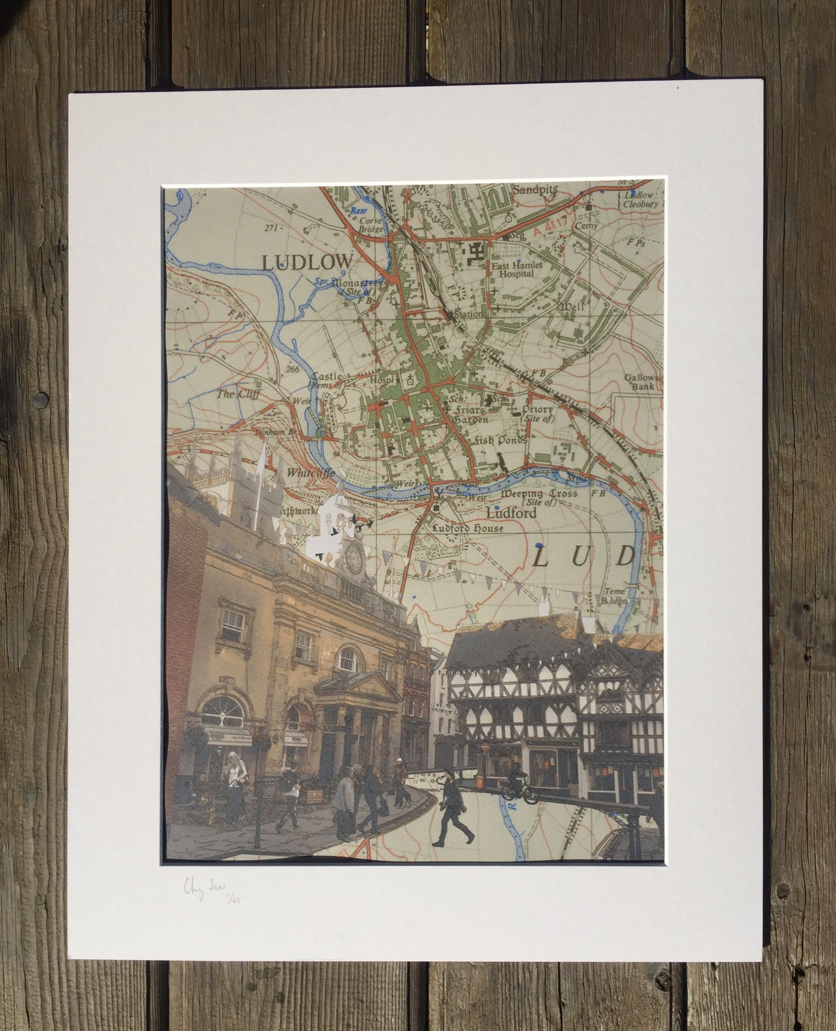 Buttercross, Ludlow, limited edition print on Ordnance Survey Map, by Chris Snow / Maps & Diagrams