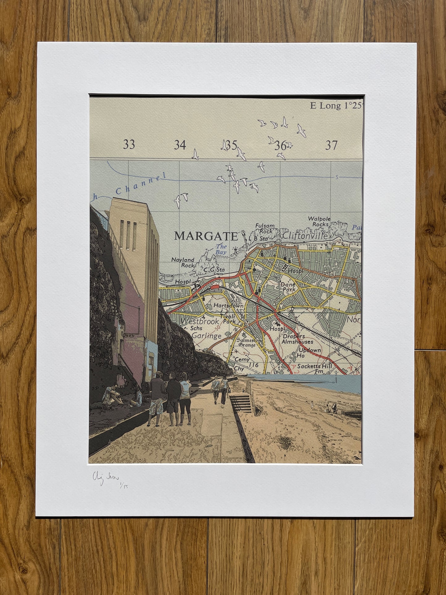 Margate, Walpole Bay, limited edition print on Ordnance Survey Map, by Chris Snow / Maps & Diagrams