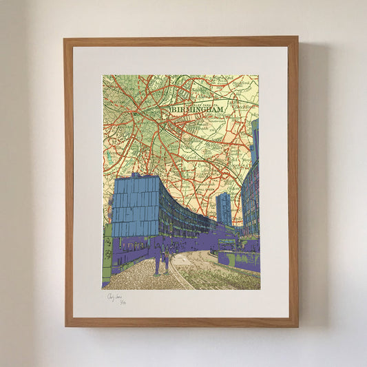 Birmingham, Smallbrook Queensway, limited edition print on Ordnance Survey Map, by Chris Snow / Maps & Diagrams