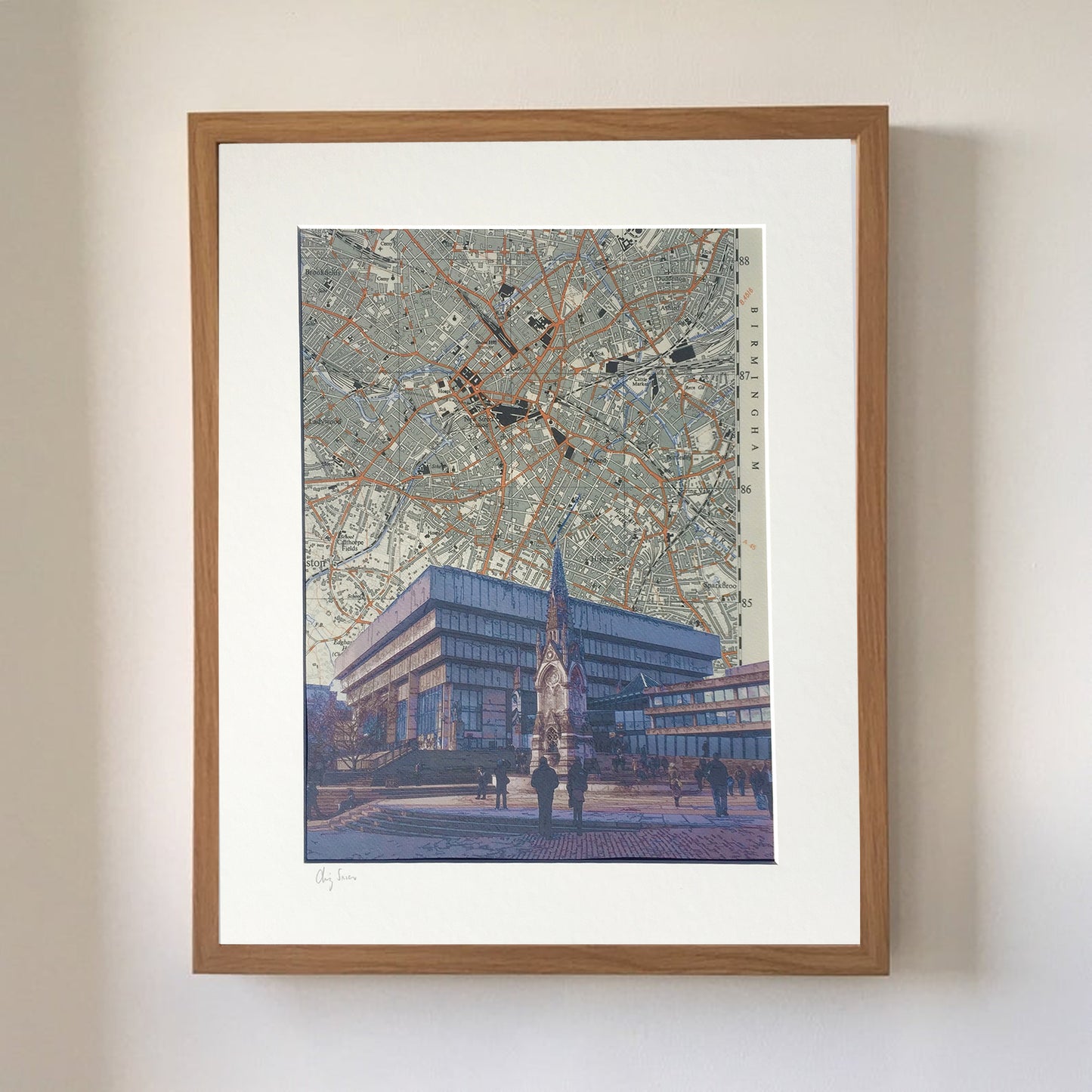 Birmingham, Central Library, limited edition print on Ordnance Survey Map, by Chris Snow / Maps & Diagrams