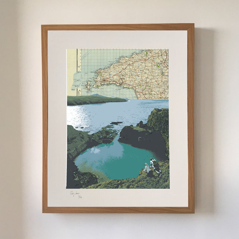 Pembrokeshire, Blue Lagoon, limited edition print on Ordnance Survey Map, by Chris Snow / Maps & Diagrams