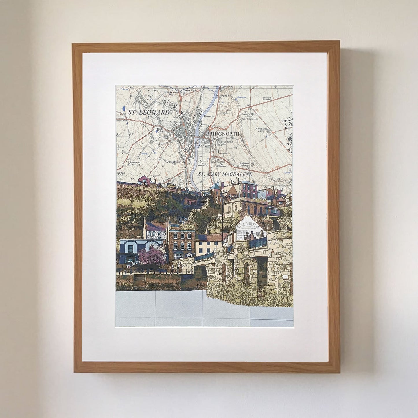 Bridgnorth, Shropshire, limited edition print on Ordnance Survey Map, by Chris Snow / Maps & Diagrams