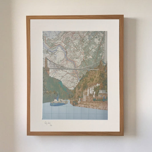 Bristol, Clifton Suspension Bridge, limited edition print on Ordnance Survey Map, by Chris Snow / Maps & Diagrams