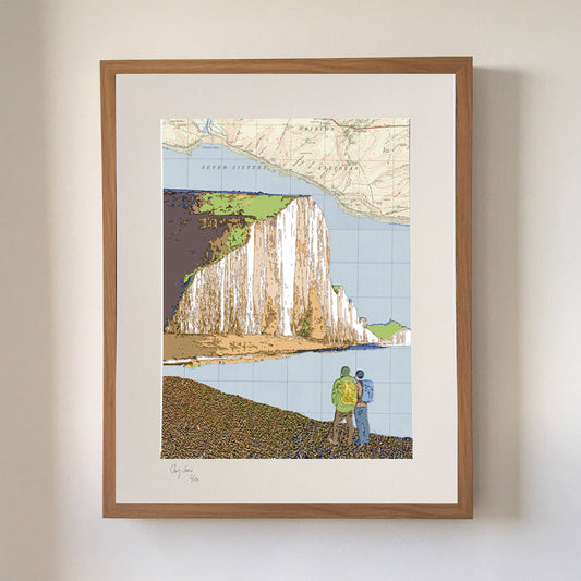 Cuckmere Haven, limited edition print on Ordnance Survey Map, by Chris Snow / Maps & Diagrams