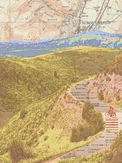 Burway by Bike, limited edition print on Ordnance Survey Map, by Chris Snow / Maps & Diagrams