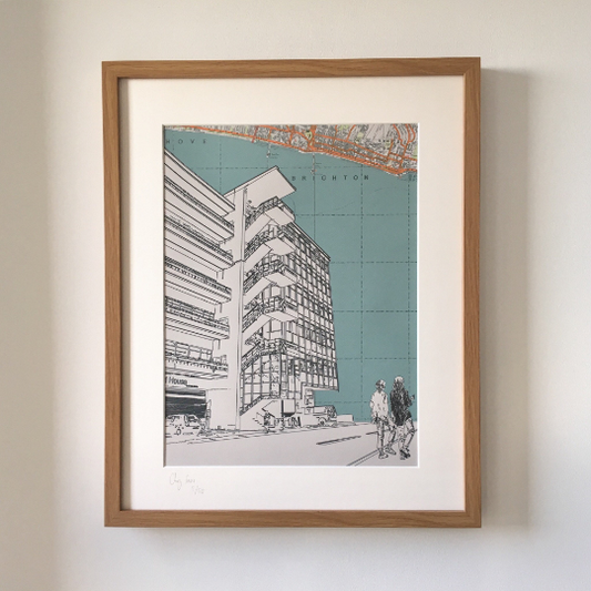 New England House, Brighton. Limited edition print on Bartholomews Map, by Chris Snow / Maps & Diagrams