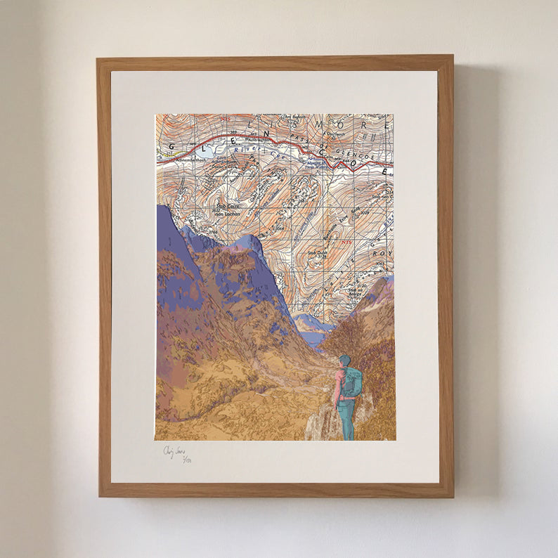 Glencoe, limited edition print on Ordnance Survey Map, by Chris Snow / Maps & Diagrams