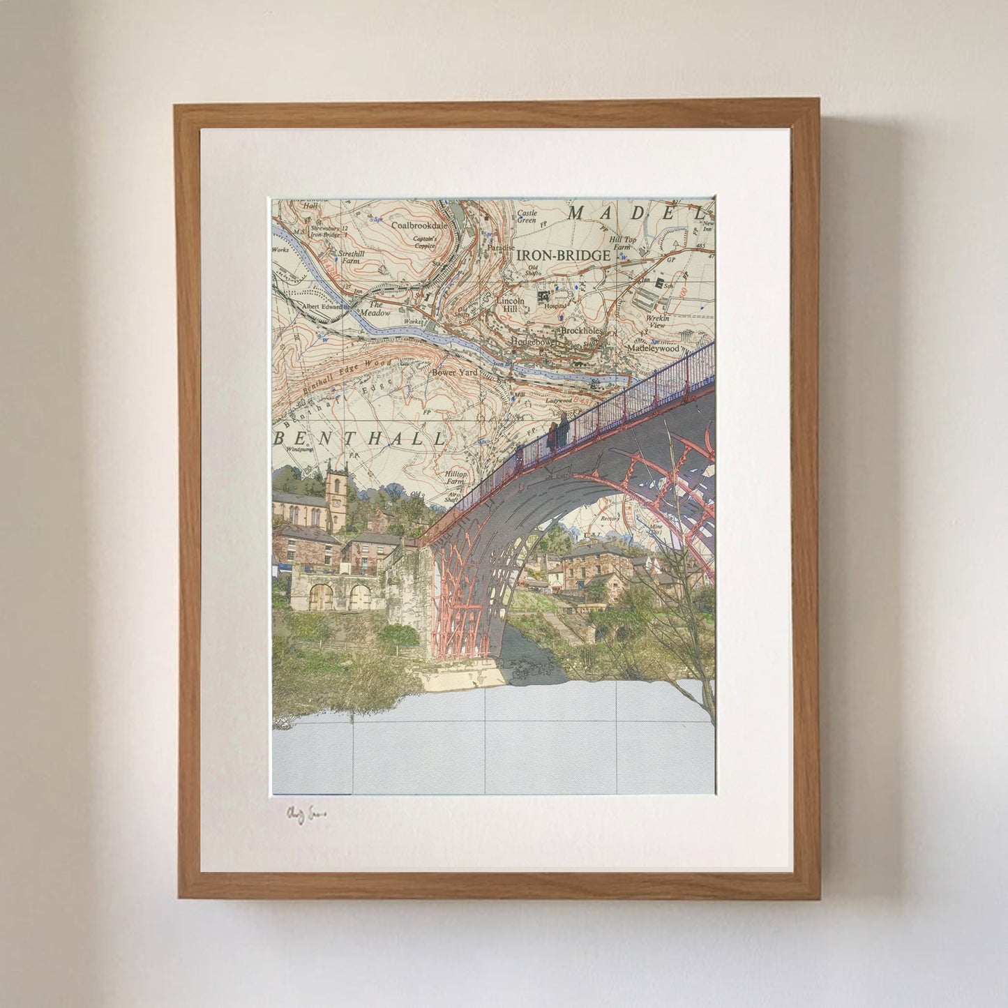 The Iron Bridge, Telford, Shropshire, limited edition print on Ordnance Survey Map, by Chris Snow / Maps & Diagrams