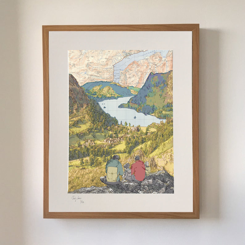 Lake District, Ullswater, limited edition print on Ordnance Survey Map, by Chris Snow / Maps & Diagrams