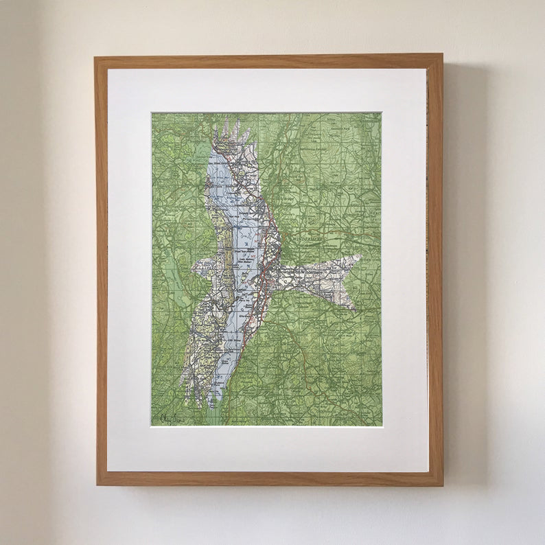 A bird and Ordnance Survey map area of your choice. A custom or personalised print.