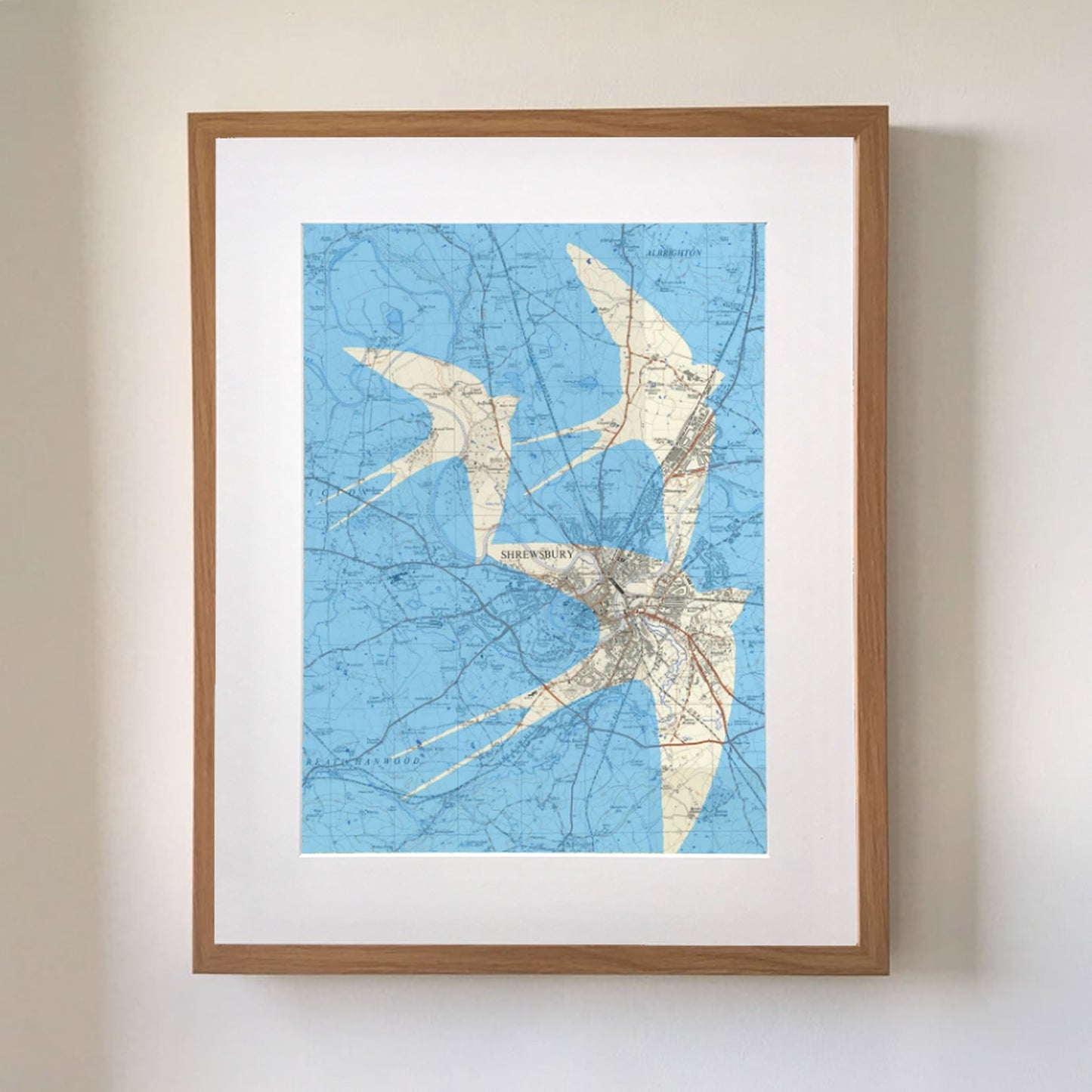 A bird and Ordnance Survey map area of your choice. A custom or personalised print.