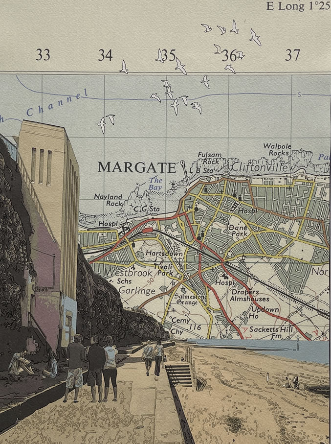 Margate, Walpole Bay, limited edition print on Ordnance Survey Map, by Chris Snow / Maps & Diagrams