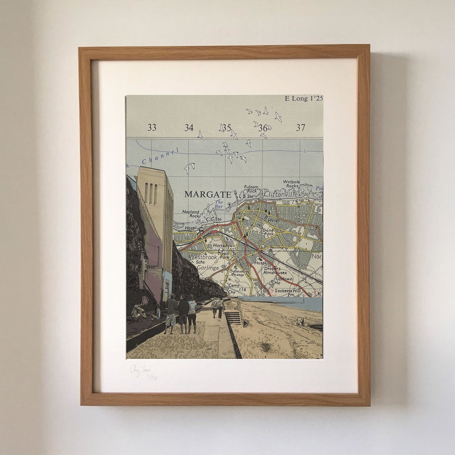 Margate, Walpole Bay, limited edition print on Ordnance Survey Map, by ...