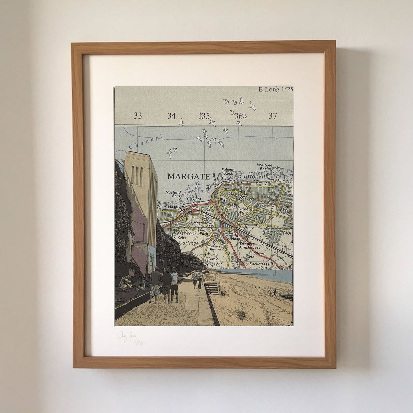 Margate, Walpole Bay, limited edition print on Ordnance Survey Map, by Chris Snow / Maps & Diagrams