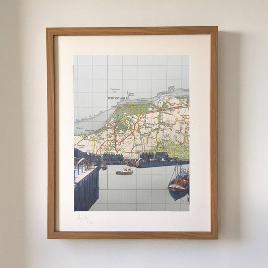 Whitstable, limited edition print on Ordnance Survey Map, by Chris Snow / Maps & Diagrams